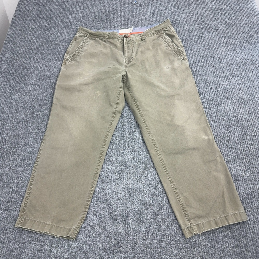 Weatherproof Pants‎ Mens 34 Green Cotton Chino Distressed Workwear Casual Style